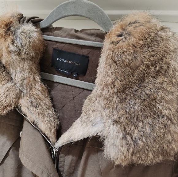 BCBGMAXAZRIA Removable Rabbit Fur Trim Parka/Anorak Jacket size S - Picture 12 of 16